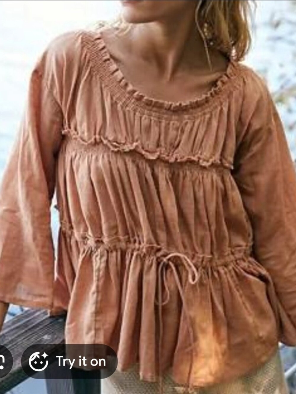 Free People Xl Extra Large Burnt Orange Cotton Tunic Boho Bohemian Beach